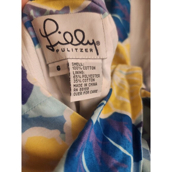 Vintage Lilly Pulitzer Tropical Blue Yellow White Sabrina Strapless Dress Size 6 - Picture 5 of 6
